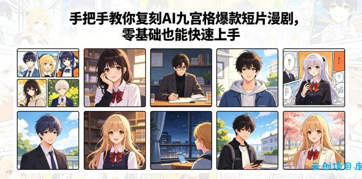 手把手教你复刻AI九宫格爆款短片漫剧，零基础也能快速上手-云创项目库