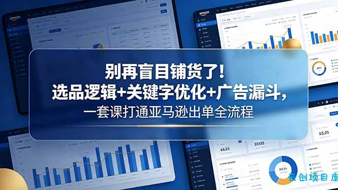 别再盲目铺货了！选品逻辑+关键字优化+广告漏斗，一套课打通亚马逊出单全流程-云创项目库