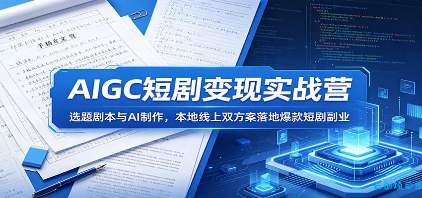 AIGC短剧变现实战营：选题剧本与AI制作，本地线上双方案落地爆款短剧副业-云创项目库