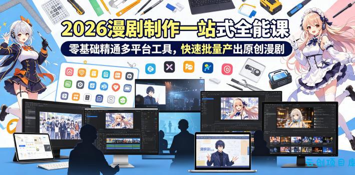 2026 AI漫剧制作一站式全能课，零基础精通多平台工具，快速批量产出原创漫剧-云创项目库