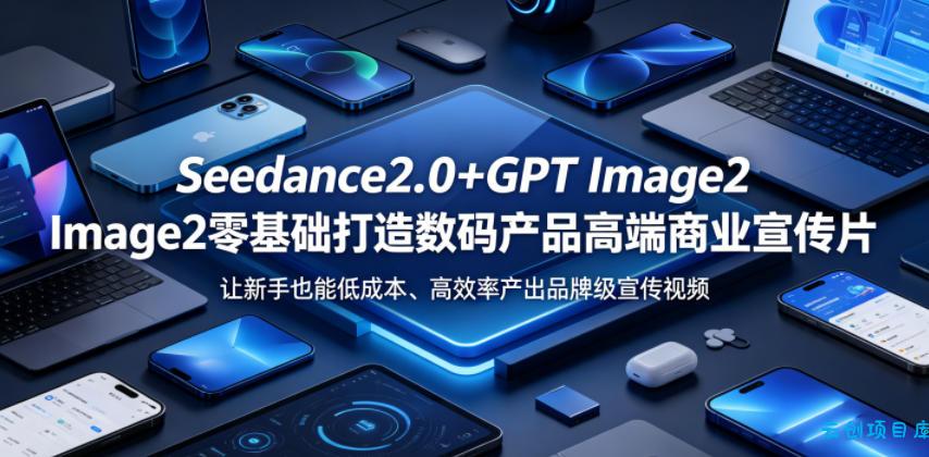 Seedance2.0+GPT Image2零基础打造数码产品高端商业宣传片，让新手也能低成本、高效率产出品牌级宣传视频-云创项目库
