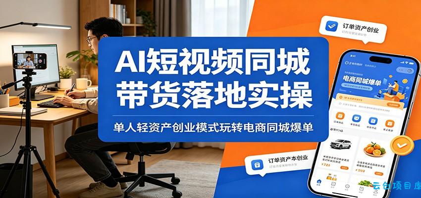 AI短视频同城带货落地实操：单人轻资产创业模式玩转电商同城爆单-云创项目库