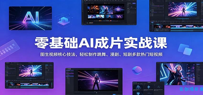 零基础AI成片实战课：图生视频核心技法，轻松制作跳舞、漫剧、短剧多款热门短视频-云创项目库