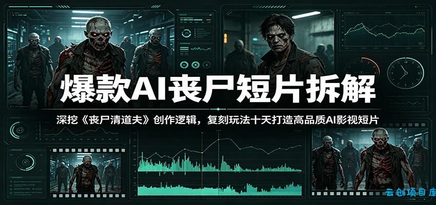 爆款AI丧尸短片拆解：深挖《丧尸清道夫》创作逻辑，复刻玩法快速打造高品质AI影视短片-云创项目库