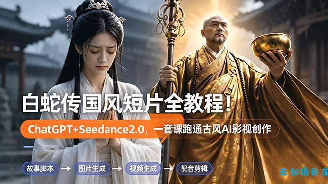 白蛇传-国风短片全教程！ChatGPT+Seedance2.0，一套课跑通古风AI影视创作-云创项目库