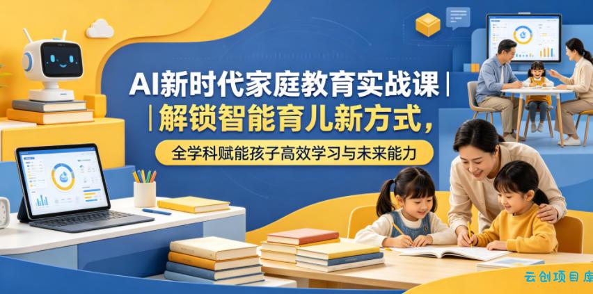 AI新时代家庭教育实战课｜解锁智能育儿新方式，全学科赋能孩子高效学习与未来能力-云创项目库