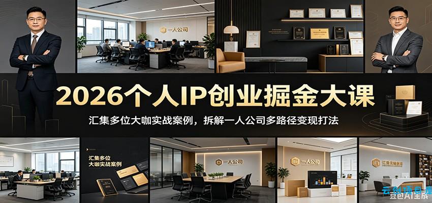 2026个人IP创业掘金大课：汇集多位大咖实战案例，拆解一人公司多路径变现打法-云创项目库