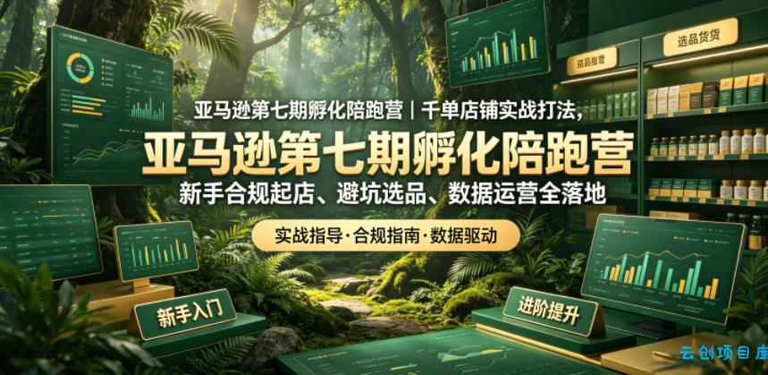 亚马逊第七期孵化陪跑营｜千单店铺实战打法，新手合规起店、避坑选品、数据运营全落地-云创项目库