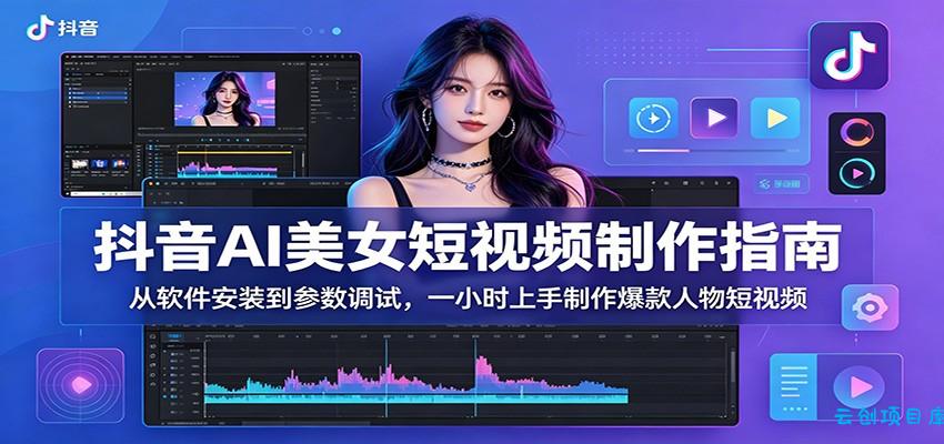 抖音AI美女短视频制作指南：从软件安装到参数调试，一小时上手制作爆款人物短视频-云创项目库