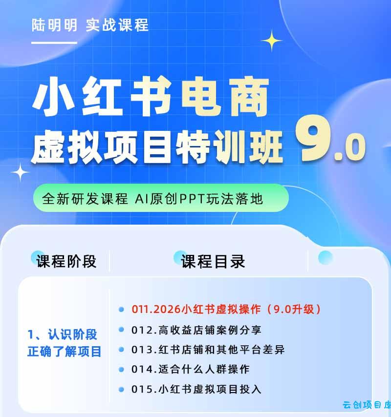图片[1]-小红书虚拟项目特训班9.0，全面拥抱AI，批量产出原创PPT货源，单品/单店纯利润几万到几十W-云创项目库
