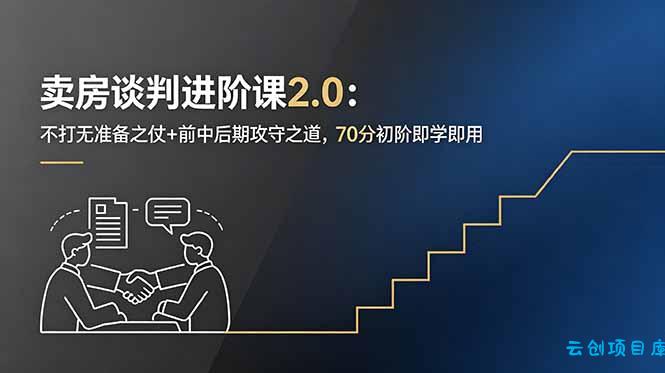 卖房谈判进阶课2.0：不打无准备之仗+前中后期攻守之道，70分初阶即学即用-云创项目库