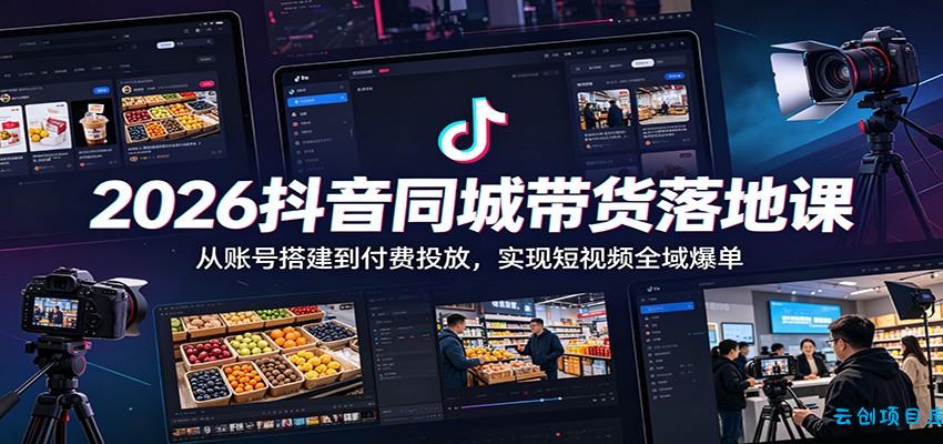 2026抖音同城带货落地课:从账号搭建到付费投放,实现短视频全域爆单-云创项目库