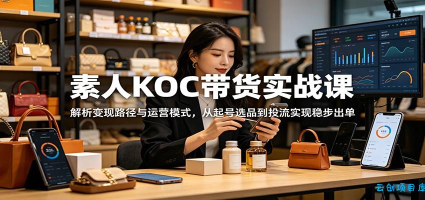 素人KOC带货实战课：解析变现路径与运营模式，从起号选品到投流实现稳步出单-云创项目库