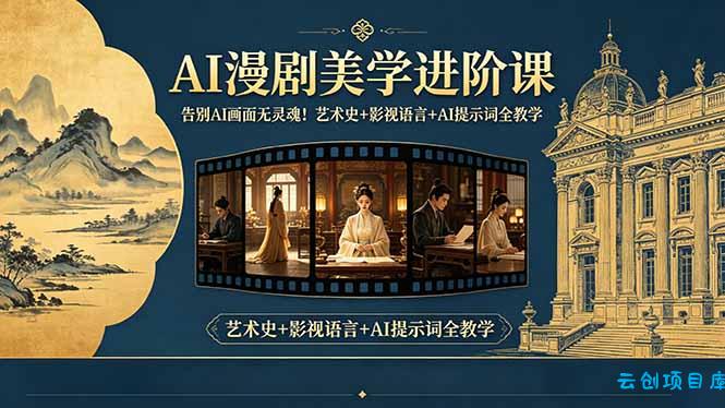 告别AI画面无灵魂！AI漫剧美学进阶课-更新，艺术史+影视语言+AI提示词全教学-云创项目库