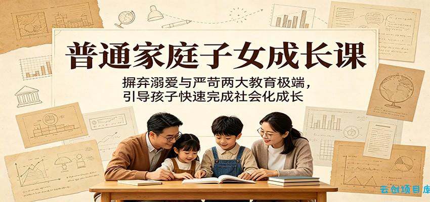 普通家庭子女成长课：摒弃溺爱与严苛两大教育极端，引导孩子快速完成社会化成长-云创项目库