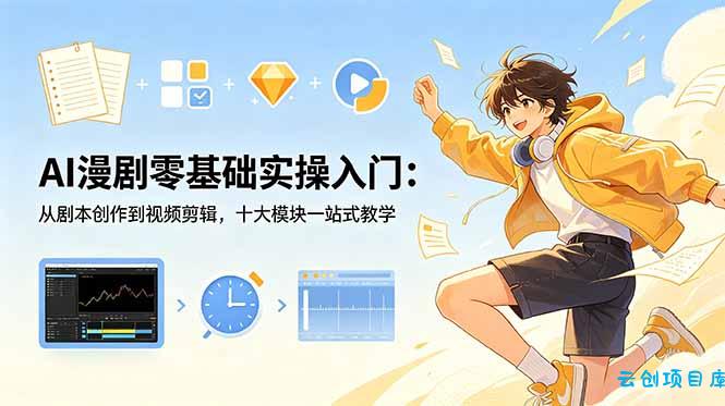 AI漫剧零基础实操入门：从剧本创作到视频剪辑，十大模块一站式教学-云创项目库