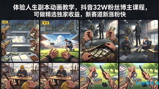体验人生副本动画教学， 抖音32W粉丝博主课程，可做精选独家收益，新赛道新涨粉快-云创项目库