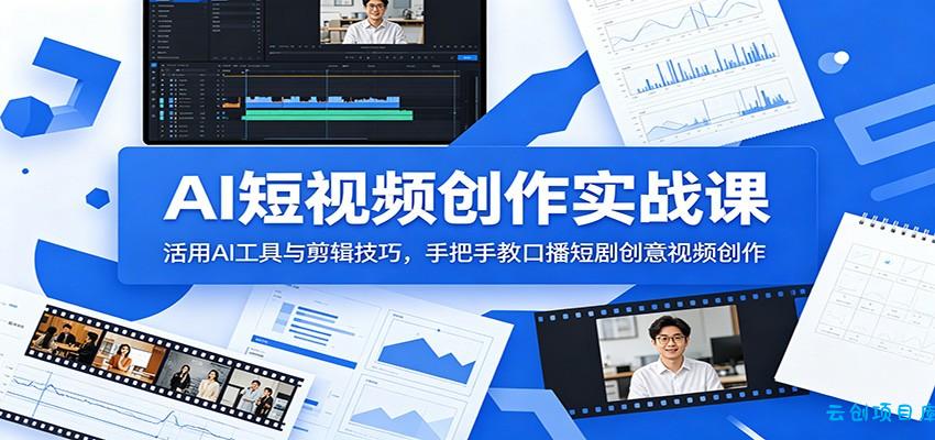 AI短视频创作实战课：活用AI工具与剪辑技巧，手把手教口播短剧创意视频创作-云创项目库