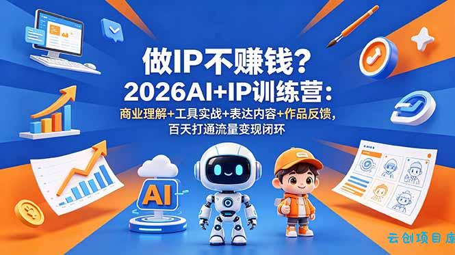 做IP不赚钱？2026AI+IP训练营：商业理解+工具实战+表达内容+作品反馈，百天打通流量变现闭环-云创项目库