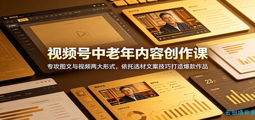 视频号中老年内容创作课：专攻图文与视频两大形式，依托选材文案技巧打造爆款作品-云创项目库
