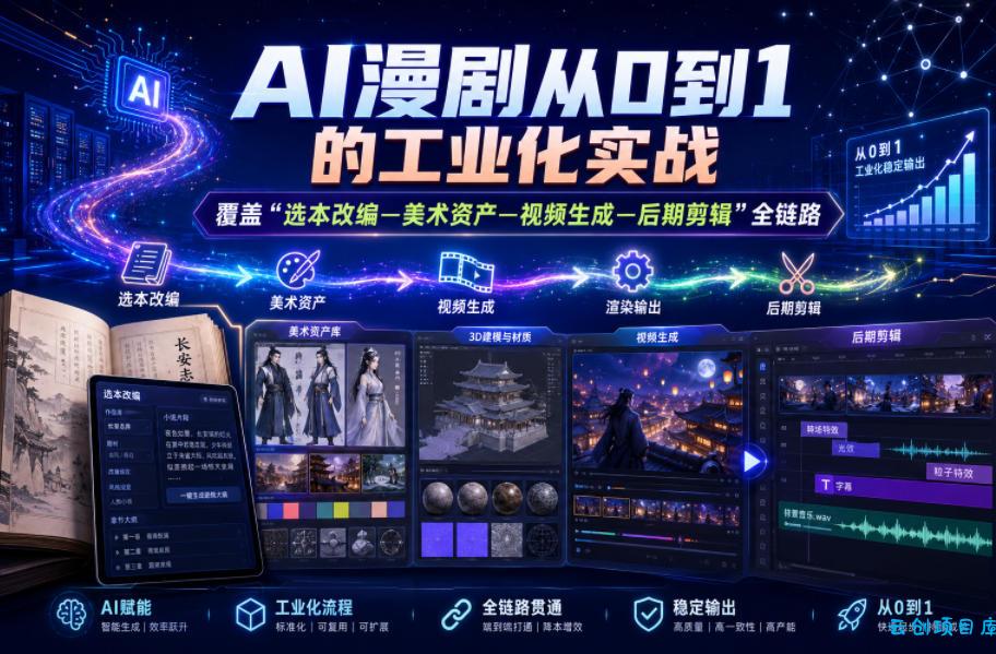 AI漫剧从0到1的工业化实战，覆盖“选本改编—美术资产—视频生成—后期剪辑”全链路(更新6月)-云创项目库