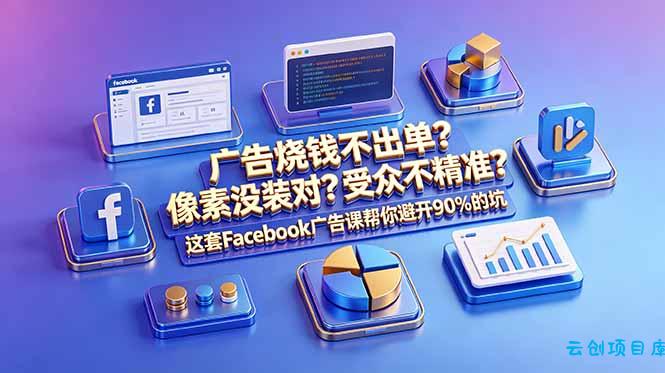 广告烧钱不出单？像素没装对？受众不精准？这套Facebook广告课帮你避开90%的坑-原创双语字幕-云创项目库