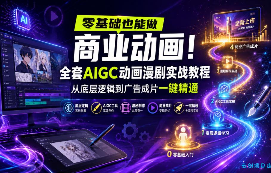 零基础也能做商业动画!全套AIGC动画漫剧实战教程,从底层逻辑到广告成片一键精通