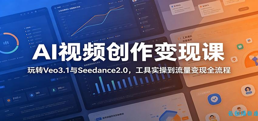 AI视频创作变现课：玩转Veo3.1与Seedance2.0，工具实操到流量变现全流程-云创项目库