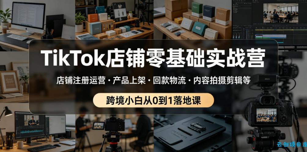 TikTok店铺零基础实战营,店铺注册运营・产品上架・回款物流・内容拍摄剪辑等 ,跨境小白从0到1落地课
