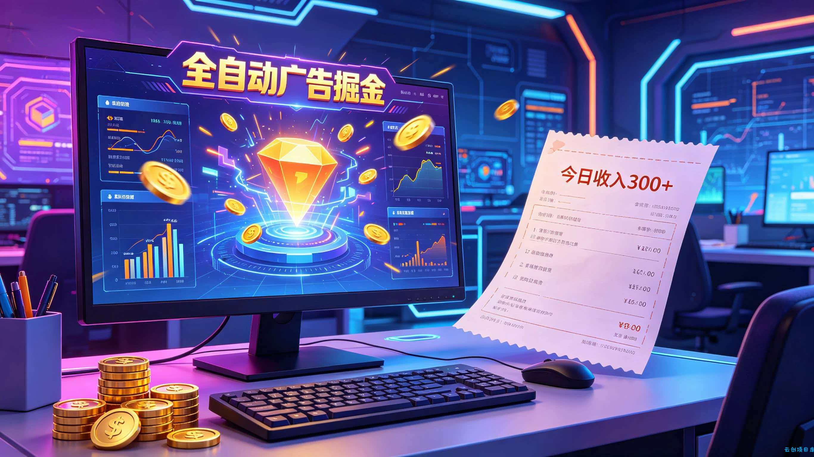 全自动广告掘金，日入300+。全程Ai自动化运行，解放双手，时间自由。收益稳定-云创项目库
