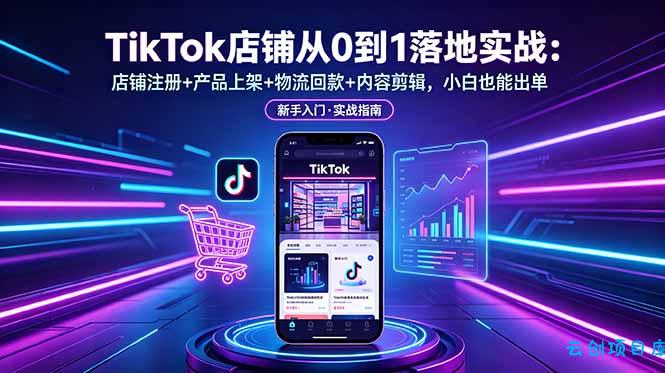 TikTok店铺从0到1落地实战：店铺注册+产品上架+物流回款+内容剪辑，小白也能出单-云创项目库