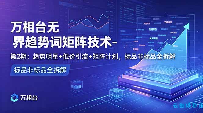 万相台无界趋势词矩阵技术-第2期：趋势明星+低价引流+矩阵计划，标品非标品全拆解-云创项目库