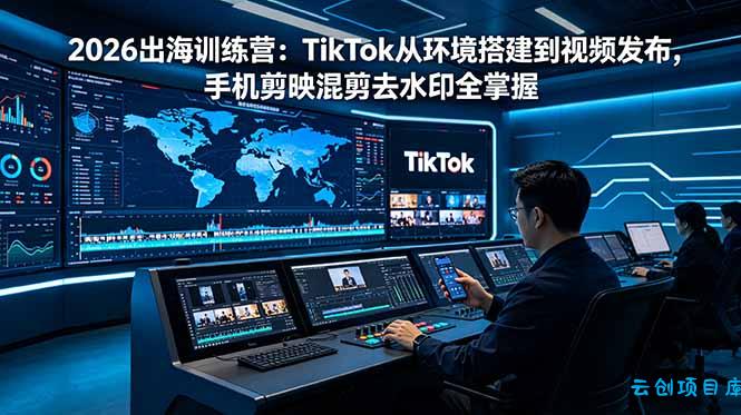 2026出海训练营：TikTok从环境搭建到视频发布，手机剪映混剪去水印全掌握-云创项目库