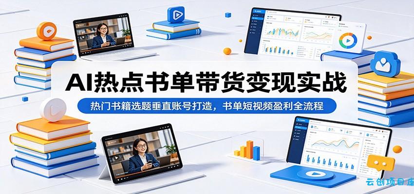 AI热点书单带货变现实战：热门书籍选题垂直账号打造，书单短视频盈利全流程-云创项目库