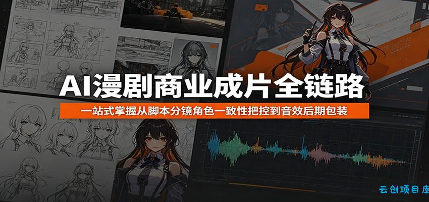 AI漫剧商业成片全链路：一站式掌握从脚本分镜角色一致性把控到音效后期包装-云创项目库