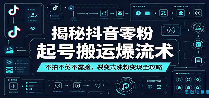 揭秘抖音零粉起号搬运爆流术：不拍不剪不露脸，裂变式涨粉变现全攻略-云创项目库