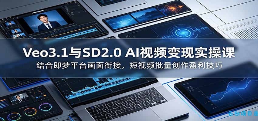 Veo3.1与SD2.0 AI视频变现实操课课：结合即梦平台画面衔接，短视频批量创作盈利技巧-云创项目库
