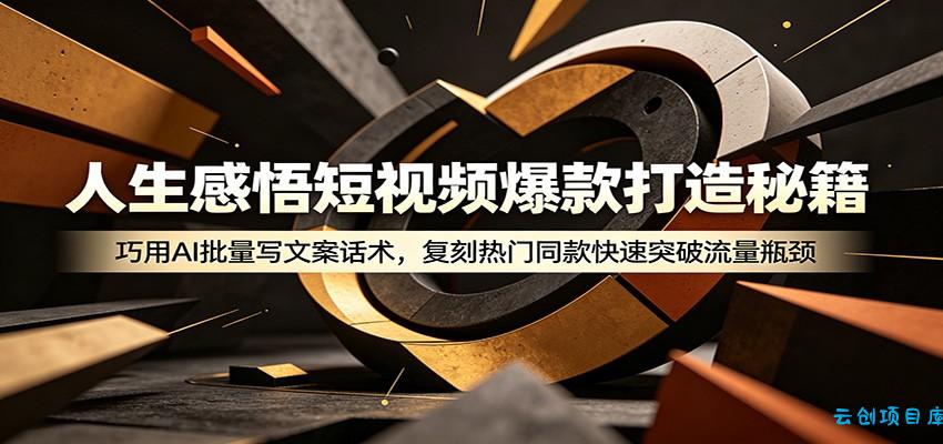 人生感悟短视频爆款打造秘籍：巧用A 批量写文案话术，复刻热门同款快速突破流量瓶颈-云创项目库