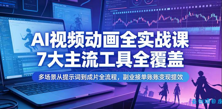 AI视频动画全实战课，7大主流工具全覆盖，多场景从提示词到成片全流程，副业接单账号变现提效-云创项目库