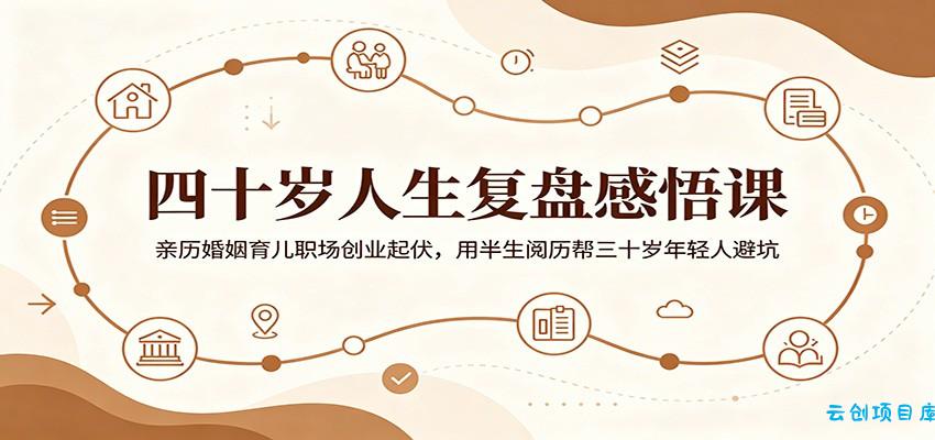 四十岁人生复盘感悟课：亲历婚姻育儿职场创业起伏，用半生阅历帮三十岁年轻人避坑-云创项目库