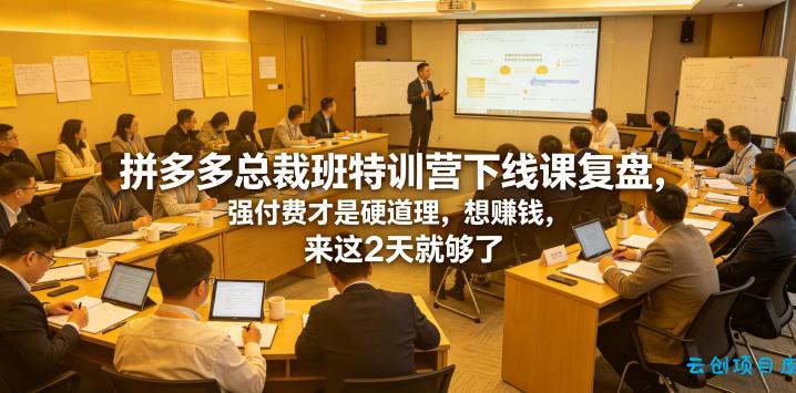拼多多总裁班特训营下线课复盘，强付费才是硬道理，想賺钱，来这2天就够了-云创项目库