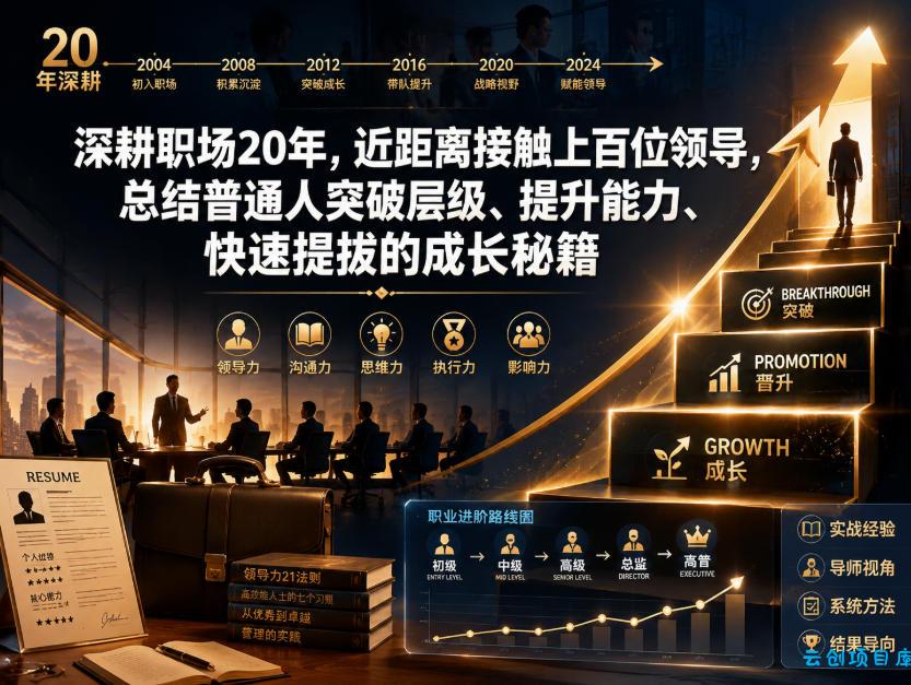 付费文章：深耕职场20年，近距离接触上百位领导，总结普通人突破层级、提升能力、快速提拔的成长秘籍(全网独家干货)-云创项目库
