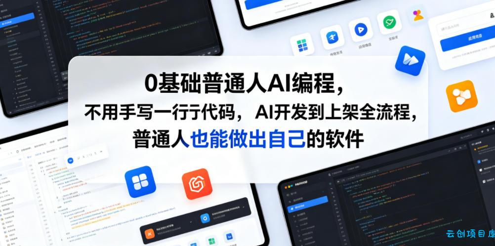 0基础普通人AI编程，不用手写一行代码，AI开发到上架全流程，普通人也能做出自己的软件-云创项目库