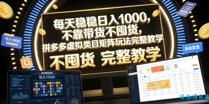 每天稳稳日入1000,不靠带货不囤货,拼多多虚拟类目矩阵玩法完整教学【揭秘】