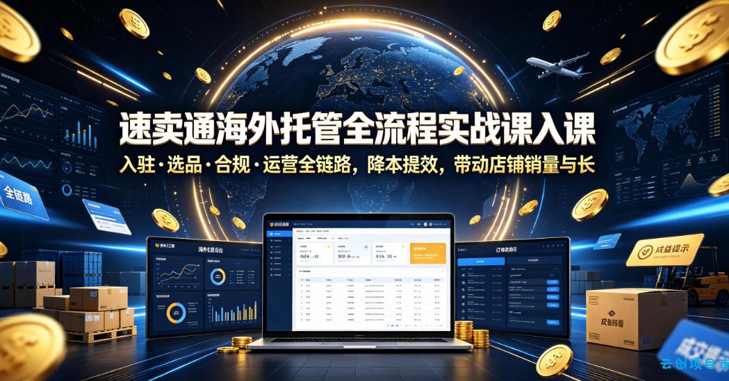 速卖通海外托管全流程实战课入驻・选品・合规・运营全链路,降本提效,带动店铺销量与收益增长
