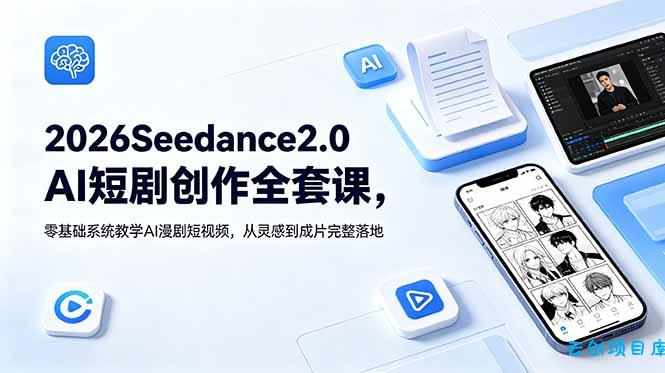 2026Seedance2.0AI短剧创作全套课，零基础系统教学AI漫剧短视频，从灵感到成片完整落地-云创项目库