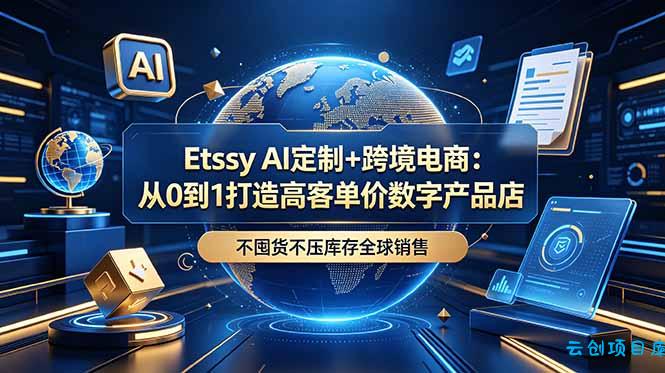 Etsy AI定制+跨境电商：从0到1打造高客单价数字产品店，不囤货不压库存全球销售-云创项目库