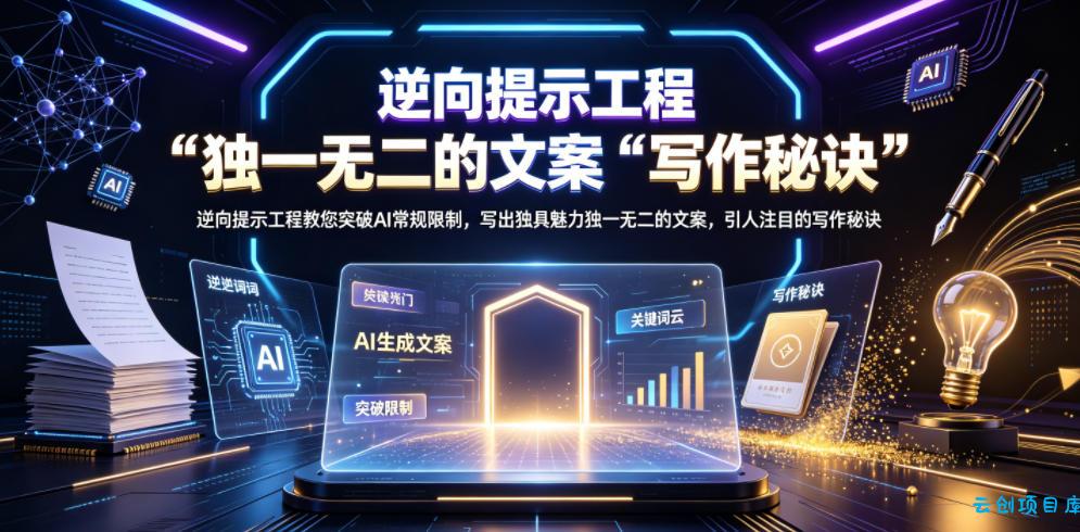 逆向提示工程教您突破AI常规限制，写出独具魅力独一无二的文案，引人注目的写作秘诀【原创双语字幕】-云创项目库