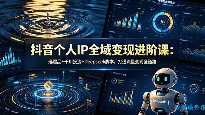 抖音个人IP全域变现进阶课-更新26年6月：选爆品+千川投流+Deepseek脚本，打通流量变现全链路-云创项目库