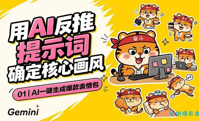 AI一键生成爆款表情包：反推提示词+角色设定+动态技巧，适配微信抖音小红书-云创项目库